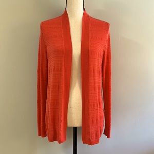 Talbots Open Front Lightweight Textured Cardigan in Coral